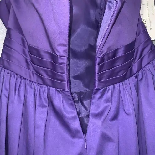 Alfred Angelo Purple Satin Strapless Bubble Hem Homecoming Prom Dress 12 NWT