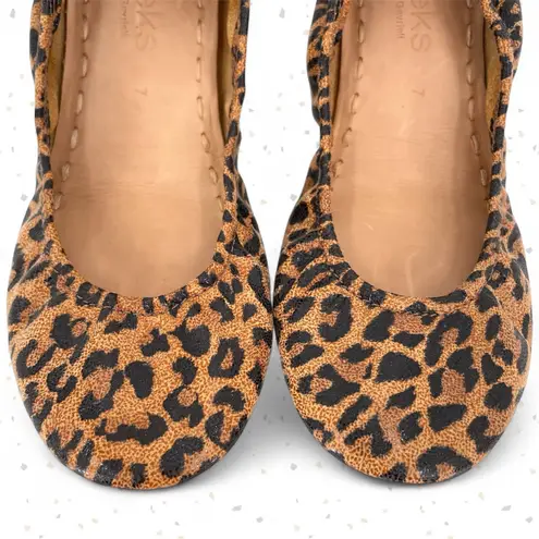 Tieks Leopard Print Ballet Flats Brown Tan Leather Foldable Travel Shoes Size 7