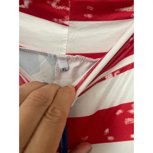Jersey cotton pull on lounge pants, American flag print size extra large White