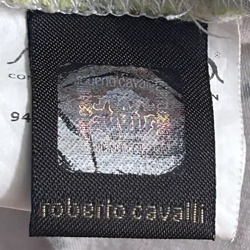 Roberto Cavalli Dress Size M Mini Y2K Boho Floral Butterfly Lemon Persimmon