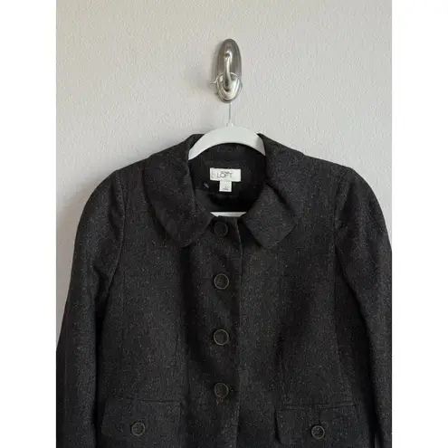 Ann Taylor Loft Women’s Size 4 Blazer Wool Blend Brown Tweed Suit Jacket Lined