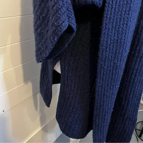 Toad&Co Deep Blue Women's Open Front Sweater 100% Mulesed Wool Large *flaw