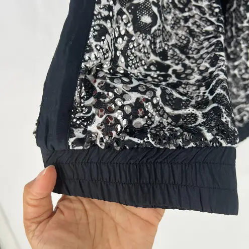 Black & White Avenue Sheer Bomber Jacket Womens 26/28 (3X) Black White Leopard Print Full Zip