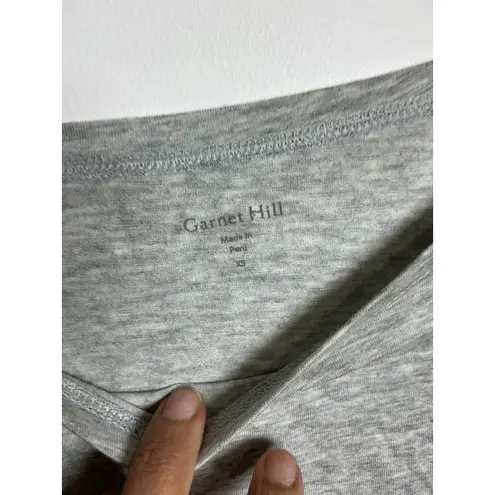 Garnet Hill Grey 3/4 Sleeve Boat Neck Top XS Organic Cotton Modal Spandex