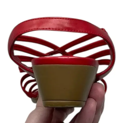 Naturalizer Red Strappy Slingback Wedge Sandals Women’s Size 8M