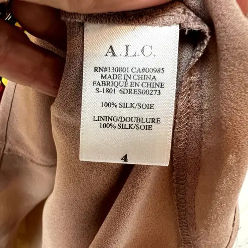 ALC Frank A.L.C. Florence Floral One Shoulder Blouson Ruched Silk Dress Size 4