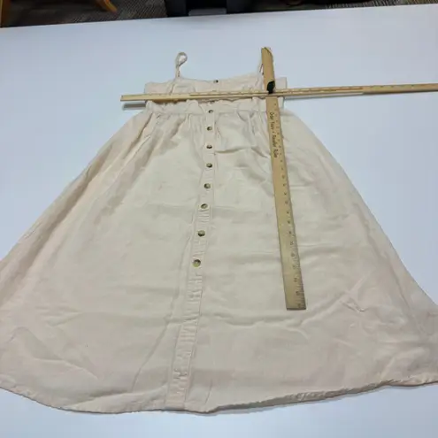 LASCANA Dress Womens Size 8 US 12 UK Beige Linen Blend Button Front Midi Tan