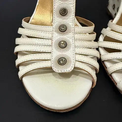 ESCADA Ivory White Leather Crystal Studded T