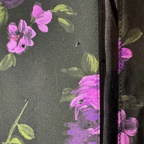 Magda Butrym Dark Floral Printed Silk Pesaro Mini Dress Size US 6 UK 10 FR 38