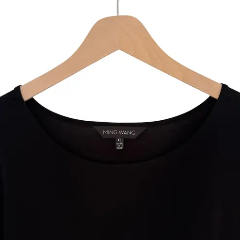 Ming Wang Black Knit Dress Short Sleeve Size XL Career Casual Comfortable