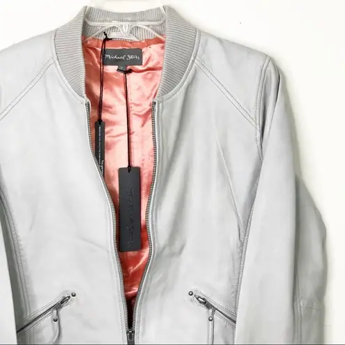 Michael Stars grey leather Moto jacket