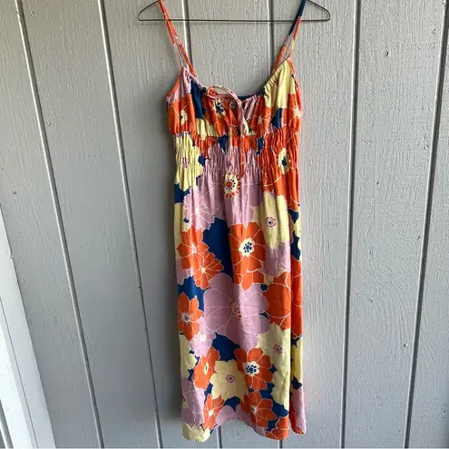 Rails Linen Midi Spaghetti Strap Octavia Dress Flower Power Floral Print S