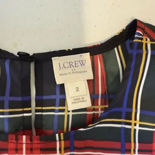 J.Crew Steward Tartan Plaid Ruffle Sleeveless Top Tank bliss Sz 2 Holiday Party Red