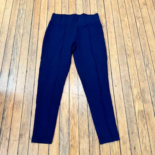Seven Est 1964 Navy Blue Seamed Stretch Leggings Comfortable Athleisure L Size L