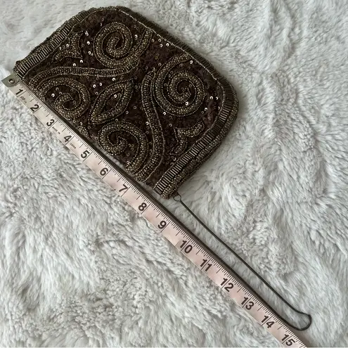 NWOT Brown Hand Beaded Mini Purse