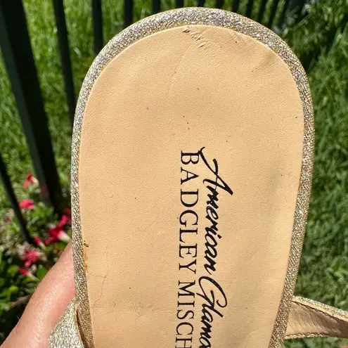 Badgley Mischka American Glamour gold sparkly heels sz 6