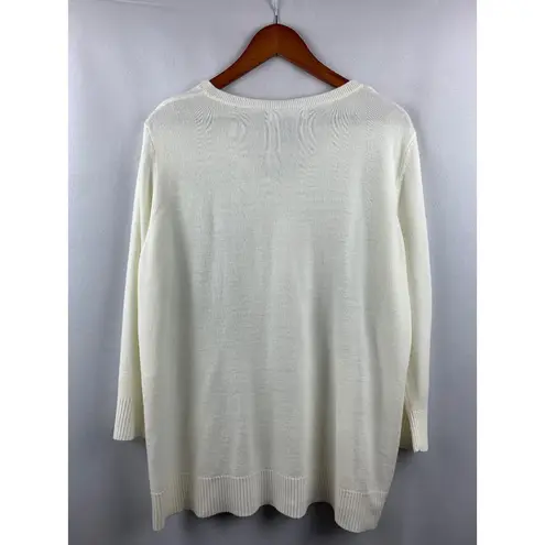 Karen Scott Woman’s White V Neck Sweater Size 1X