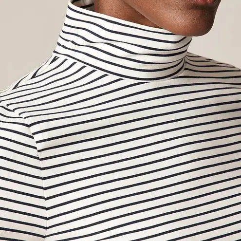 J.Crew  Stretch cotton-blend elbow-sleeve mockneck T-shirt in stripe
