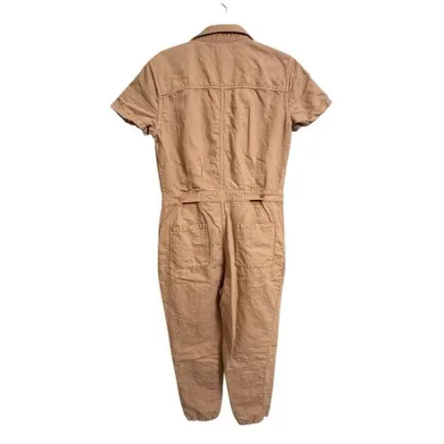 Outerknown S.E.A. Tan Sand Cotton Linen Jumpsuit Short Sleeve Medium