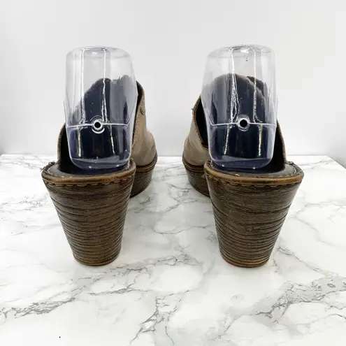 Born Shoes Women Taupe Zip Up Mules Clogs Chunky Heel Platform 11 Brown