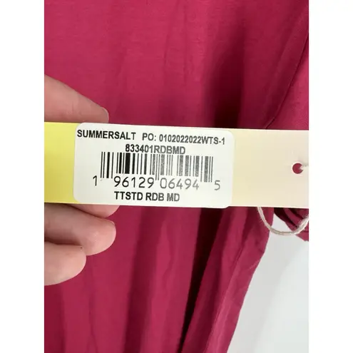 Summersalt The Luxe Pima Twist-Sleeve T-Shirt Dress Size Medium Dark Rose