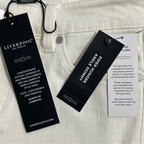 NWT Liverpool Ivory Cream Porcelain Hugger Piper Ankle Skinny Jeans Size 4 / 27 White