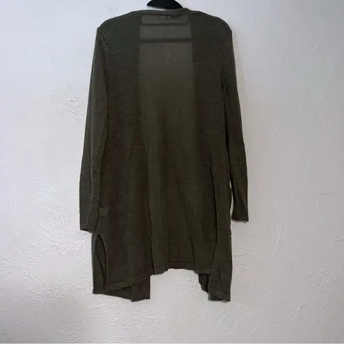 J.Jill  Open Front Cardigan Sweater  Linen Blend Longline SZ M Green