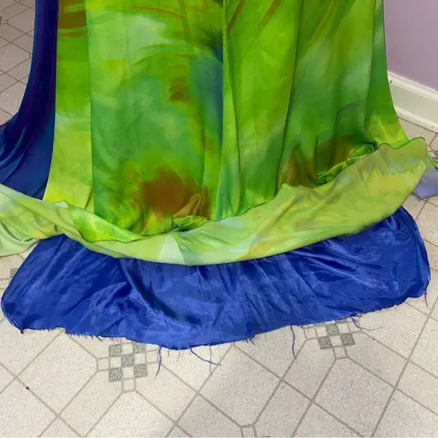 Cassandra Stone Mac Duggal Maxi Prom Dress Women Size 4 Rhinestone Y2K Cutout Green