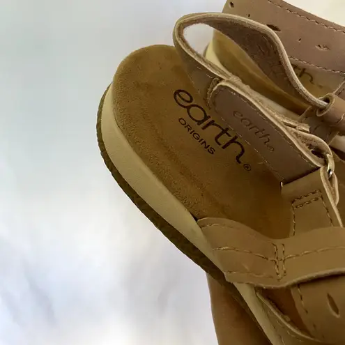 Earth Origins tan leather strappy flat sandals summer comfortable women's 9M