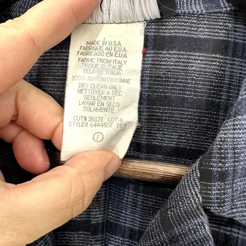 Vintage 90s Carole Little Blazer 4 Navy Plaid Preppy Dark Academia Quiet Luxury Blue