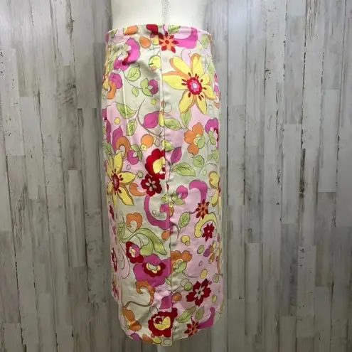 Carolina Blues Women's 6 Floral Stretchable Waistband Back Slit Midi Skirt