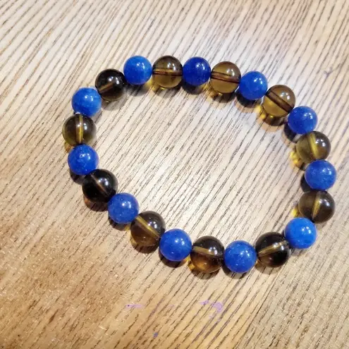 Blue Kyanite & Smoky Quartz stretchy bracelet