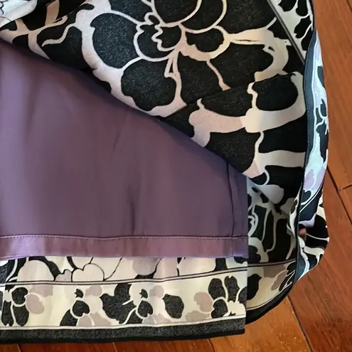 Elie Tahari Silk Skirt Purple Black Floral Academia Preppy Whimsigoth Twee Y2K