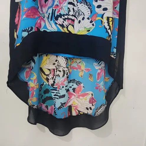 Blue Butterfly Print Sheee Overlay Skirt Size undefined
