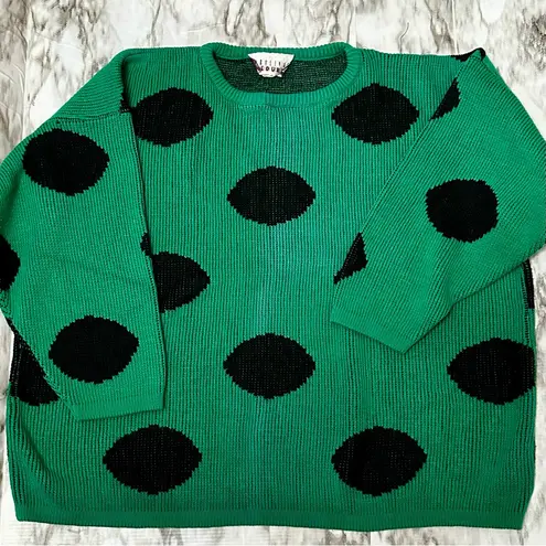 Bold Green and Large Black Polka Dot Sweater 80s Vintage Oversized Vibrant Cool Size undefined