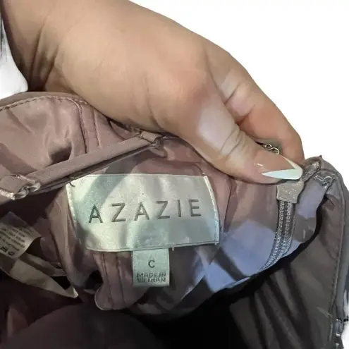 Azazie  Naeem A-Line Ruched Chiffon Floor-Length Dress Size C in Dusk