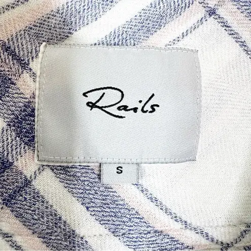 Rails Hunter White Blush Blue Patriot Plaid Button Down Flannel Shirt Size S