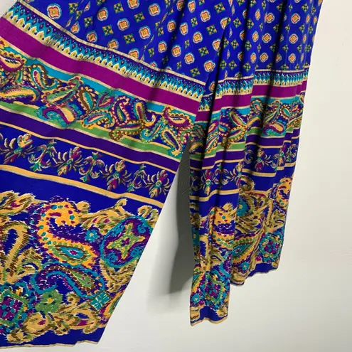 F Stop Blue Patterned Split Skirt Gaucho Sz Small