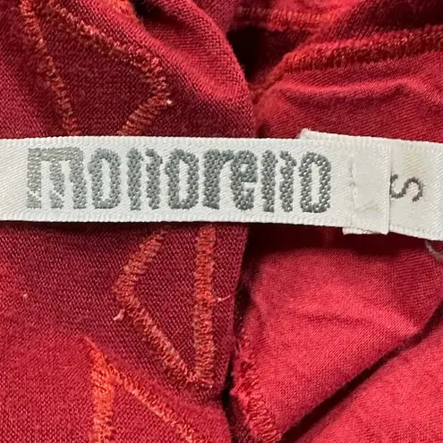 Monoreno Dress Womens Small Maroon Red Geometric Textured HiLo Hem Boho Artsy