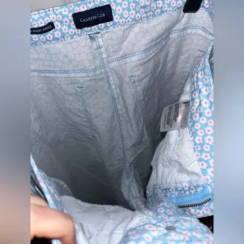 Charter Club Women's All OverPrinted Skinny Ankle Jeans BabyBlue Flowers Size 12