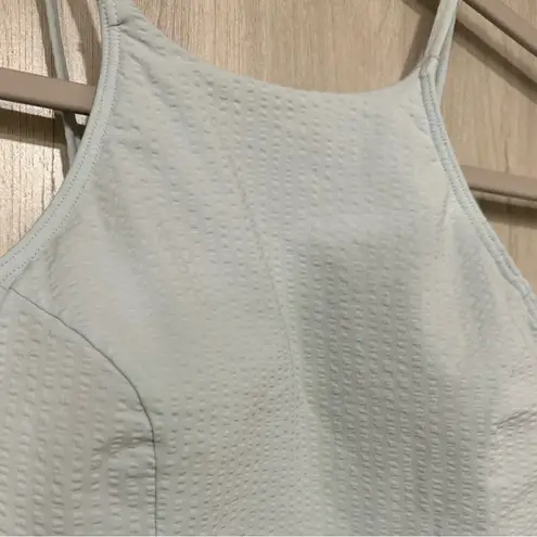 Lululemon  Seersucker Light Blue High-Neck Long-Line Swim Top