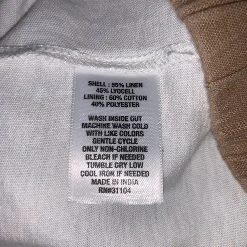 kim rogers Skort Skirt Womens M Beige Tan Linen Blend Pull On Pocket Ladies