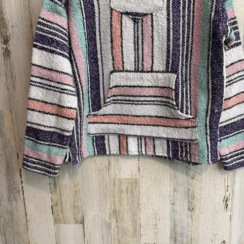 IGUANA JACK Medium Surfer Baja Boho Hiking Poncho Jacket Hoodie Multicolor