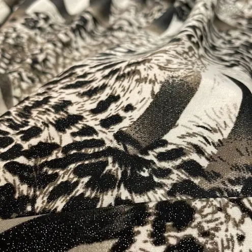 Isabella Rodriguez Tan Brown & Black Animal Print 3/4 Sleeve Ruched Sides Blouse