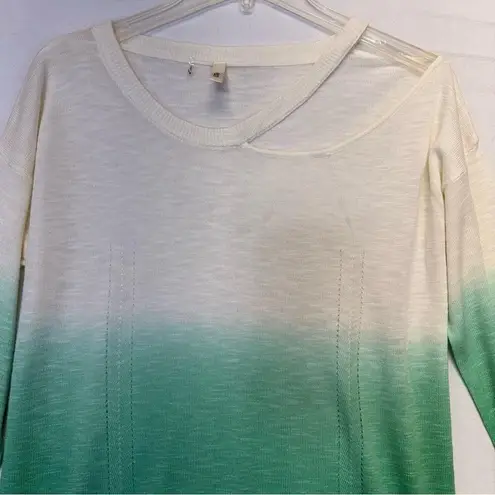 None Ombré Cold Shoulder Knit Sweater Women’s Medium Cream Green lightweight