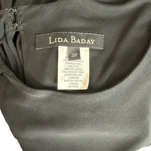 LIDA BADAY Black Jersey & Sequin Sleeveless Cocktail Dress Size Small
