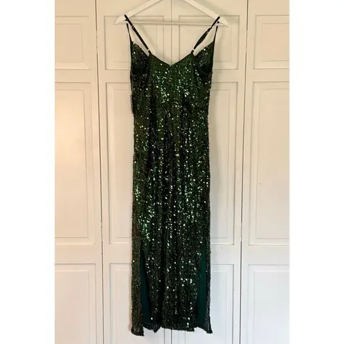 Taylor NWT green sequin cowl neck midi dress 6 Green