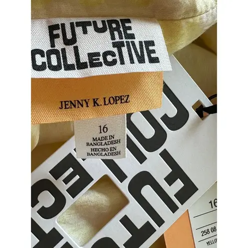 Future Collective Babydoll Yellow Maxi Dress Adjustable Straps & Ruffle Details Size 16