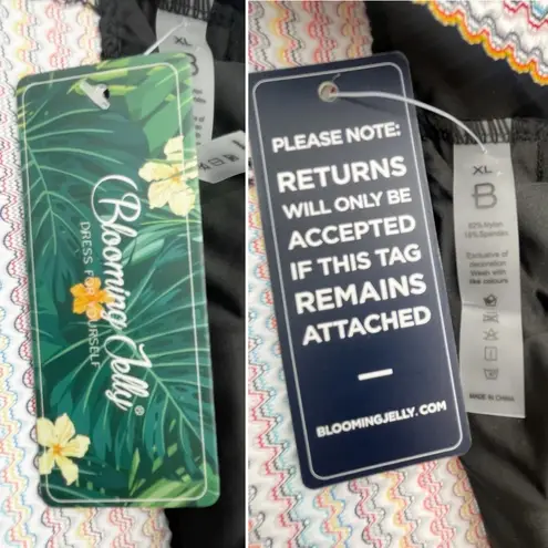 Blooming Jelly NWT Bikini Set Size XL Black High Waist Swimsuit Retro Stretch