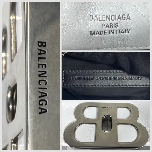 Balenciaga Small Monaco Leather Shoulder Bag Optic White NEW 7878962AA3Z